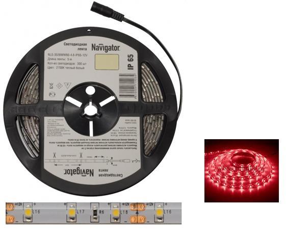 Лента светодиодная Navigator NLS-5050R30-7.2-IP65-12V 10см/красный